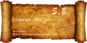 Simonyi Béla névjegykártya